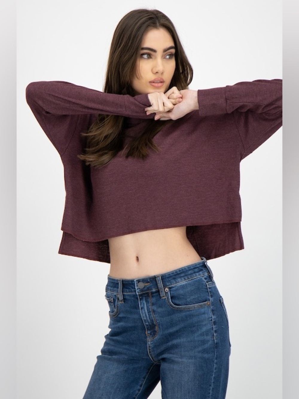 American Eagle Thermal Waffle Top Large Athleisure Purple Hi Lo
